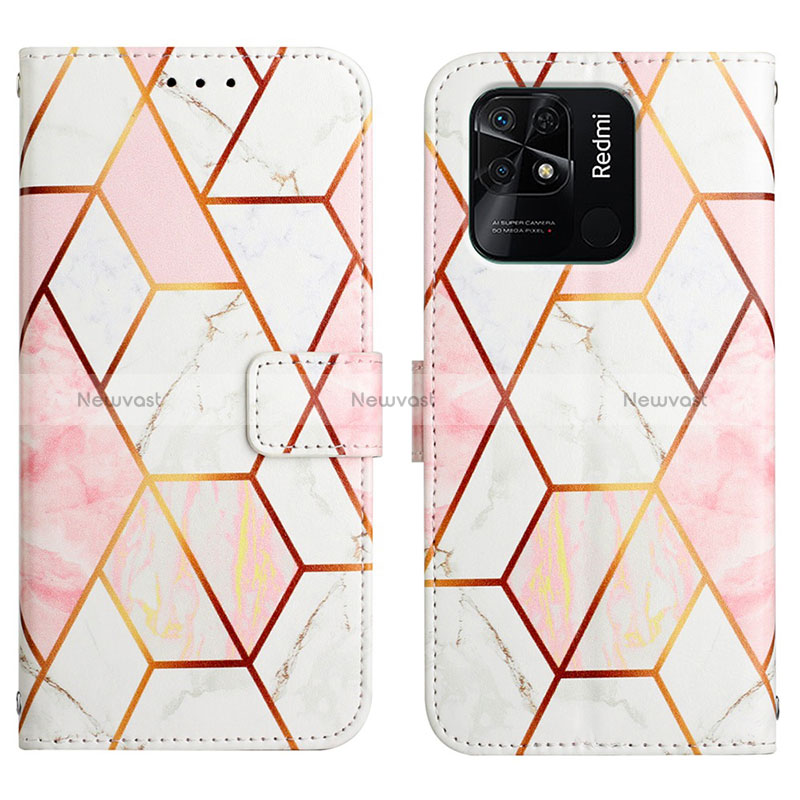 Leather Case Stands Fashionable Pattern Flip Cover Holder Y04B for Xiaomi Redmi 10 India