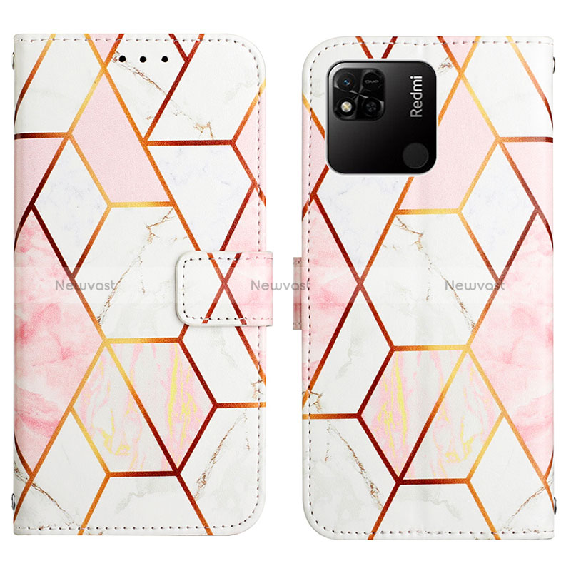 Leather Case Stands Fashionable Pattern Flip Cover Holder Y04B for Xiaomi Redmi 10A 4G White