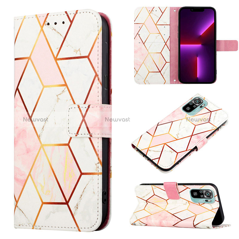 Leather Case Stands Fashionable Pattern Flip Cover Holder Y04B for Xiaomi Redmi Note 10 4G