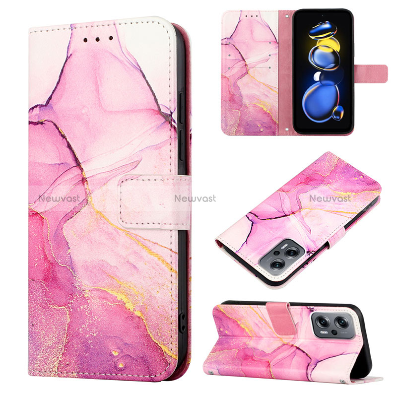 Leather Case Stands Fashionable Pattern Flip Cover Holder Y04B for Xiaomi Redmi Note 11T Pro 5G