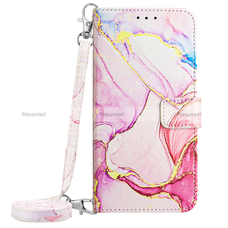 Leather Case Stands Fashionable Pattern Flip Cover Holder Y05B for Google Pixel 8 5G Pink