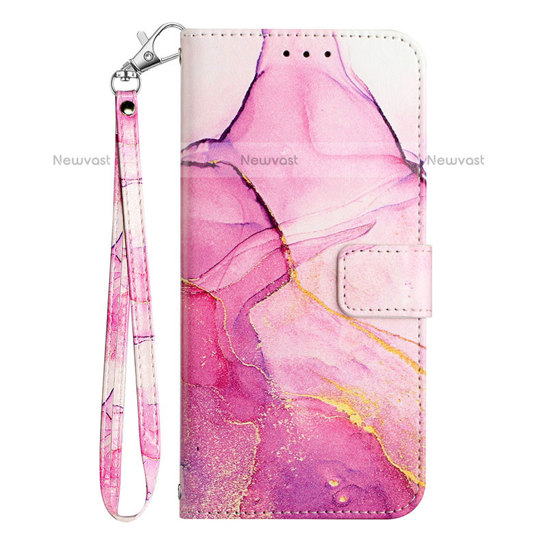 Leather Case Stands Fashionable Pattern Flip Cover Holder Y05B for Samsung Galaxy A12 Hot Pink