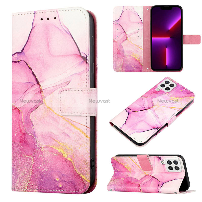 Leather Case Stands Fashionable Pattern Flip Cover Holder Y05B for Samsung Galaxy A22 4G