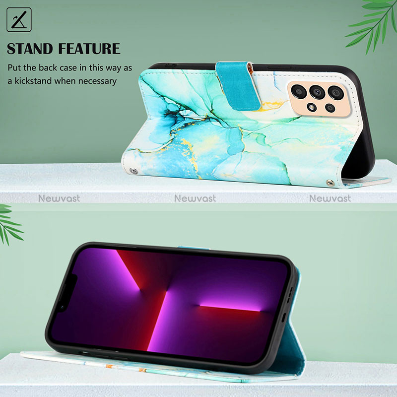 Leather Case Stands Fashionable Pattern Flip Cover Holder Y05B for Samsung Galaxy A33 5G