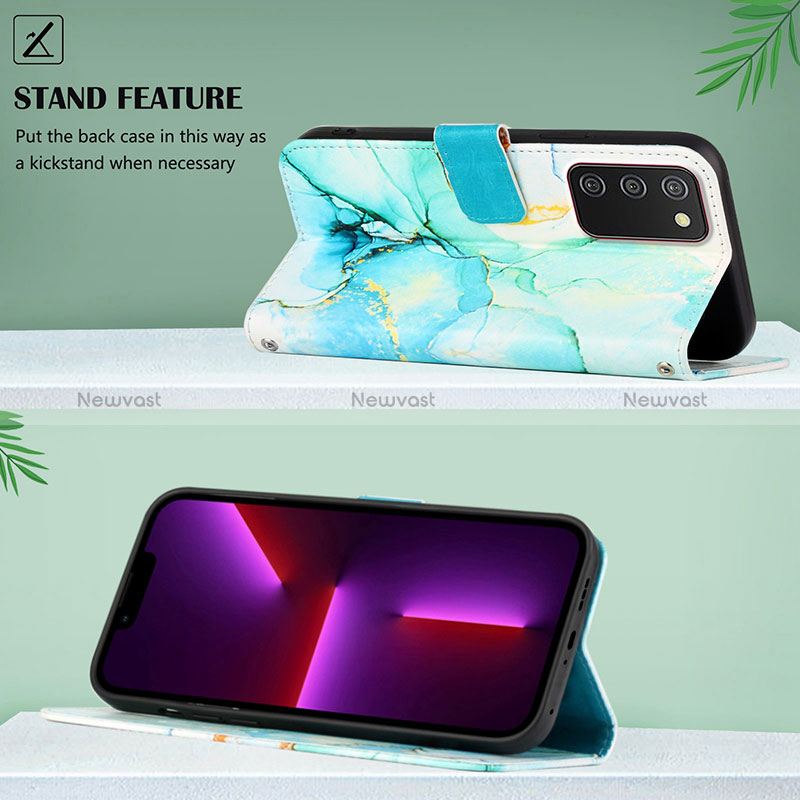 Leather Case Stands Fashionable Pattern Flip Cover Holder Y05B for Samsung Galaxy F02S SM-E025F