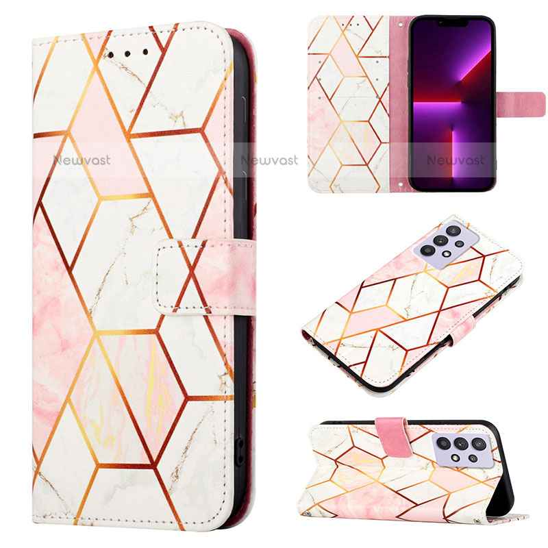 Leather Case Stands Fashionable Pattern Flip Cover Holder Y05B for Samsung Galaxy M32 5G