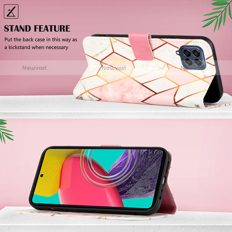 Leather Case Stands Fashionable Pattern Flip Cover Holder Y05B for Samsung Galaxy M53 5G