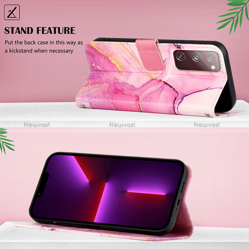 Leather Case Stands Fashionable Pattern Flip Cover Holder Y05B for Samsung Galaxy S20 FE 4G