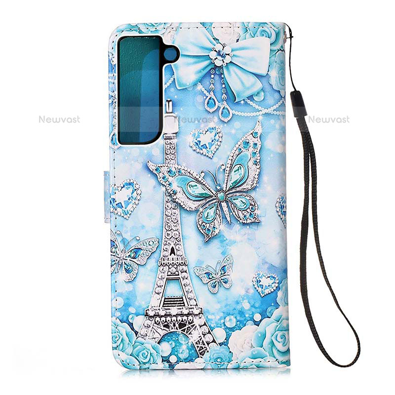 Leather Case Stands Fashionable Pattern Flip Cover Holder Y05B for Samsung Galaxy S21 Plus 5G