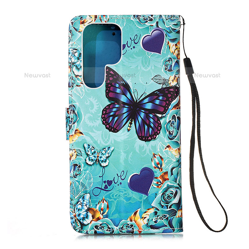 Leather Case Stands Fashionable Pattern Flip Cover Holder Y05B for Samsung Galaxy S21 Ultra 5G