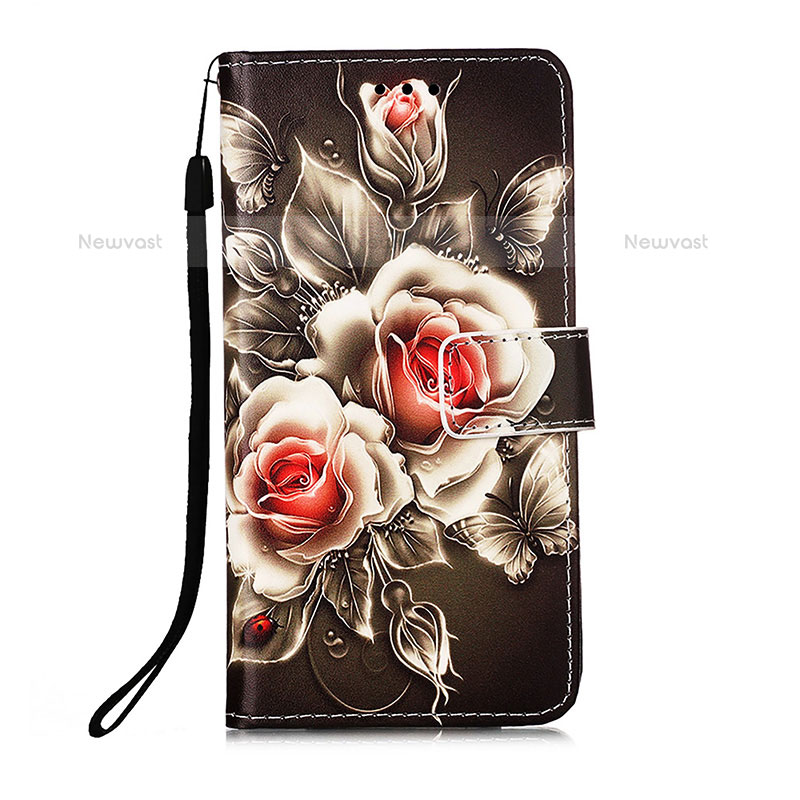 Leather Case Stands Fashionable Pattern Flip Cover Holder Y05B for Samsung Galaxy S23 Ultra 5G Black