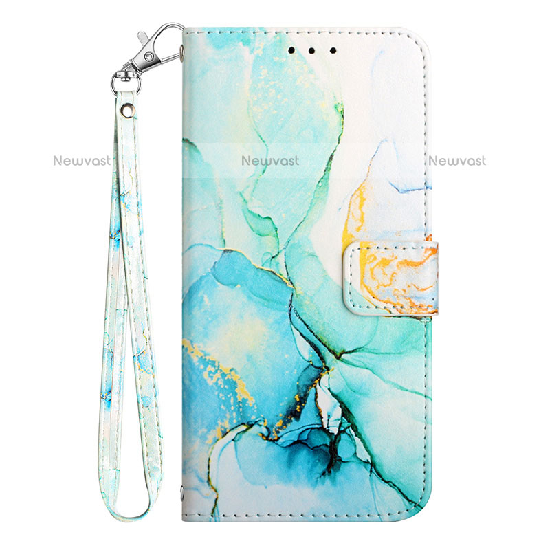 Leather Case Stands Fashionable Pattern Flip Cover Holder Y06B for Samsung Galaxy A02s Green