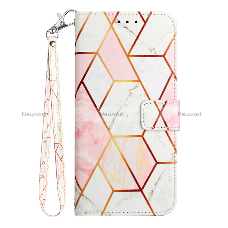 Leather Case Stands Fashionable Pattern Flip Cover Holder YB1 for Motorola Moto G Power (2022) White