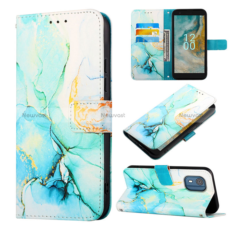 Leather Case Stands Fashionable Pattern Flip Cover Holder YB1 for Nokia C02