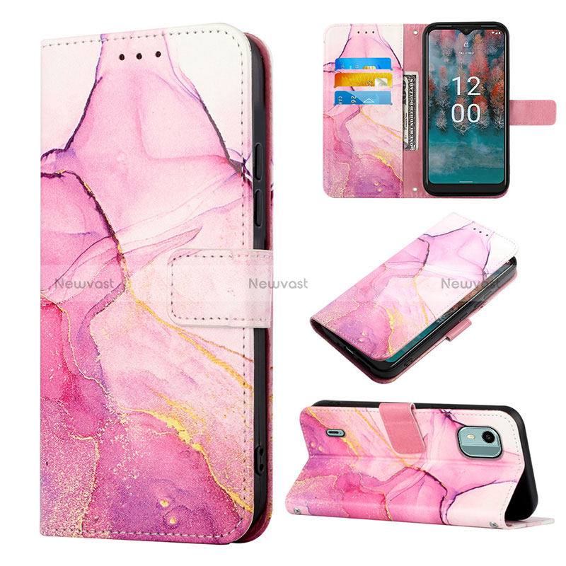 Leather Case Stands Fashionable Pattern Flip Cover Holder YB1 for Nokia C12