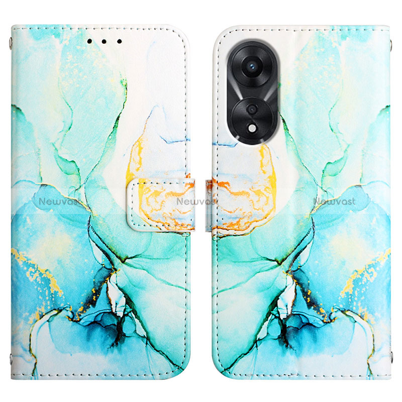 Leather Case Stands Fashionable Pattern Flip Cover Holder YB1 for Oppo A58 5G