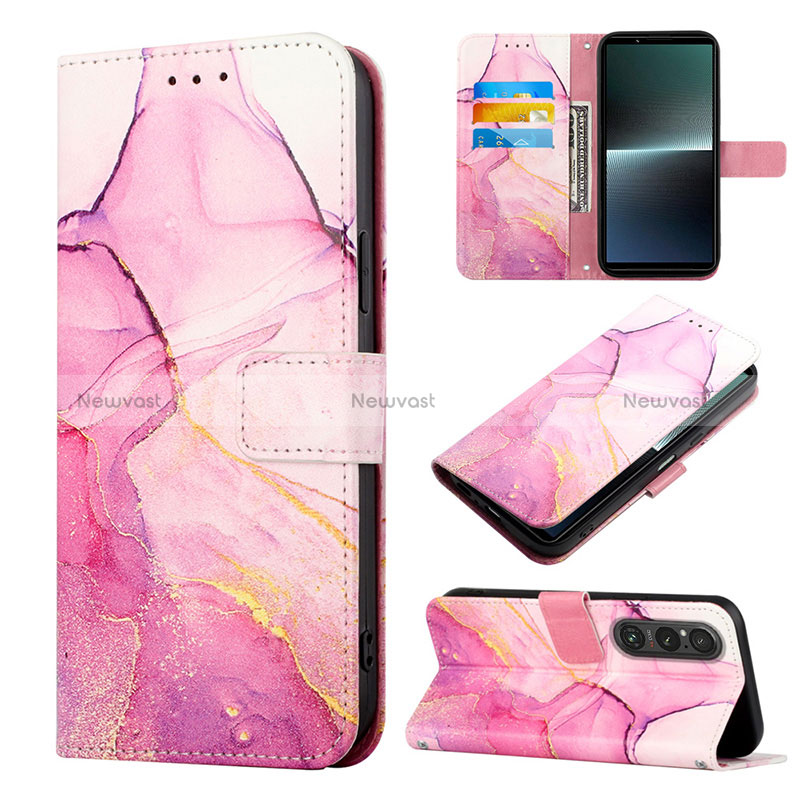 Leather Case Stands Fashionable Pattern Flip Cover Holder YB1 for Sony Xperia 1 V