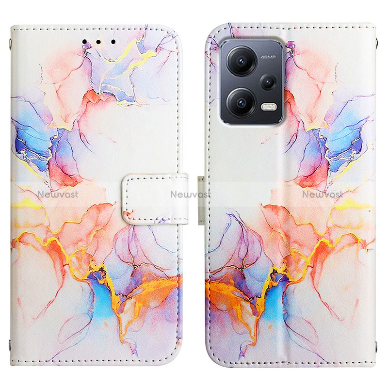 Leather Case Stands Fashionable Pattern Flip Cover Holder YB1 for Xiaomi Redmi Note 12 5G