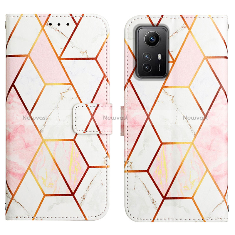 Leather Case Stands Fashionable Pattern Flip Cover Holder YB1 for Xiaomi Redmi Note 12S White