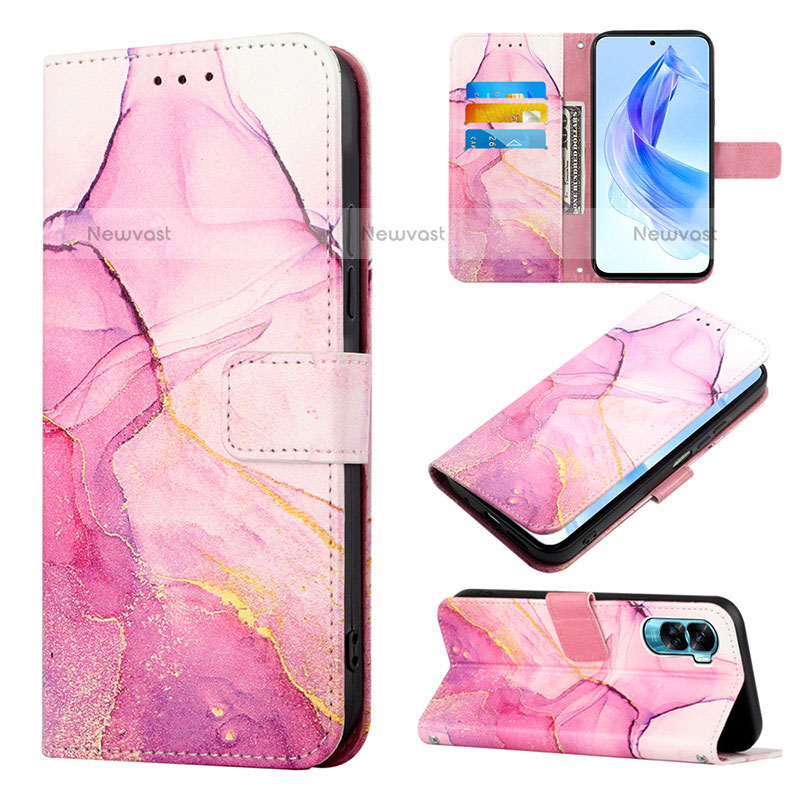 Leather Case Stands Fashionable Pattern Flip Cover Holder YB4 for Huawei Honor 90 Lite 5G