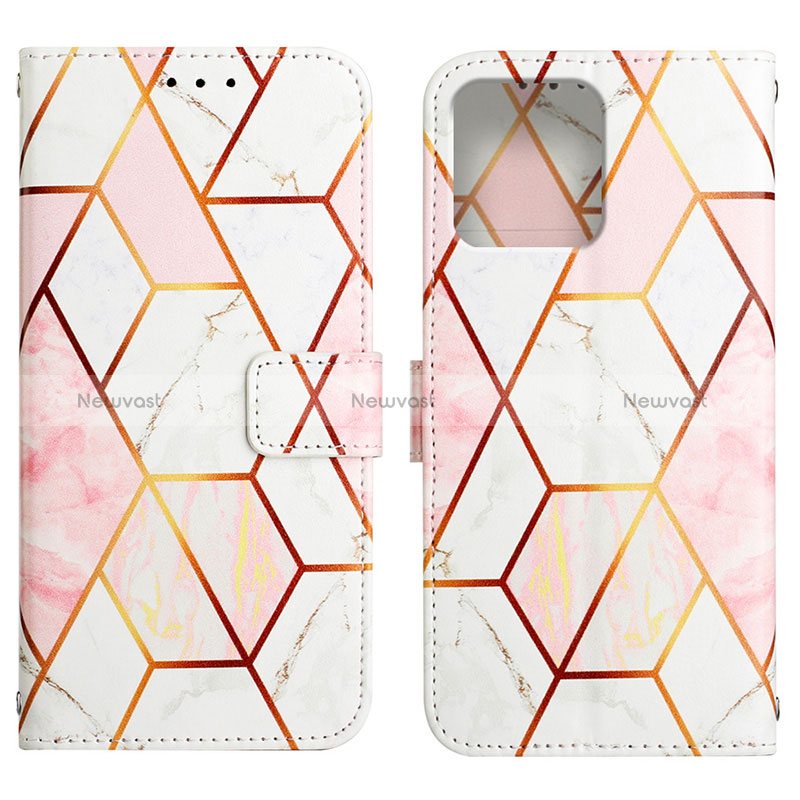 Leather Case Stands Fashionable Pattern Flip Cover Holder YB4 for Motorola Moto Edge 40 Pro 5G White