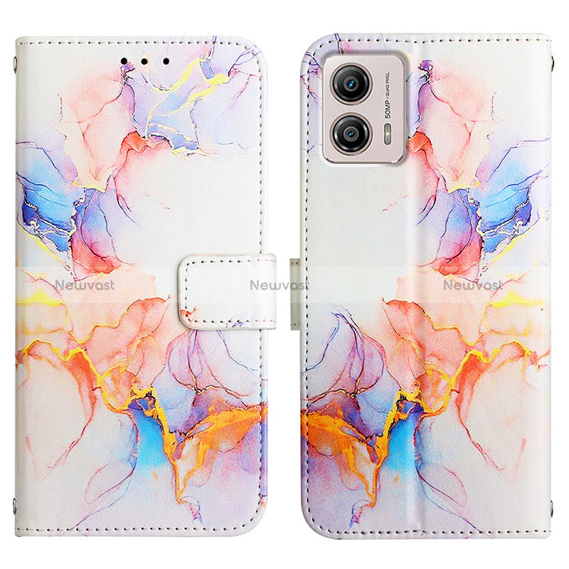 Leather Case Stands Fashionable Pattern Flip Cover Holder YB4 for Motorola Moto G53y 5G