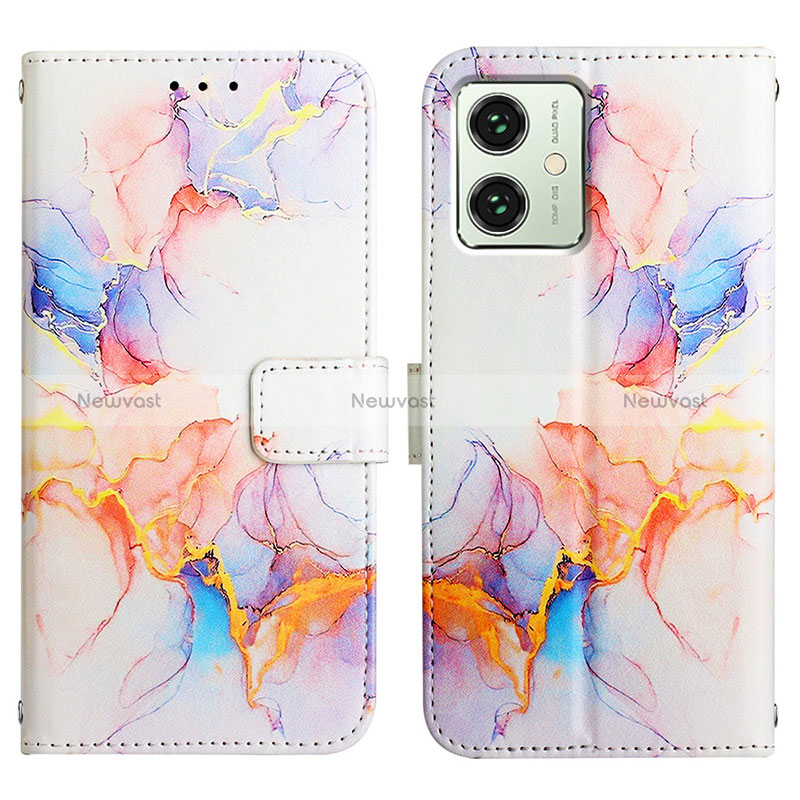 Leather Case Stands Fashionable Pattern Flip Cover Holder YB4 for Motorola Moto G54 5G