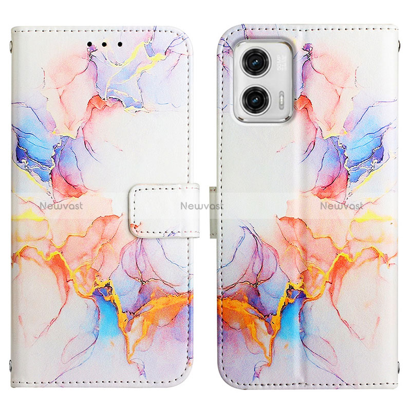 Leather Case Stands Fashionable Pattern Flip Cover Holder YB4 for Motorola Moto G73 5G