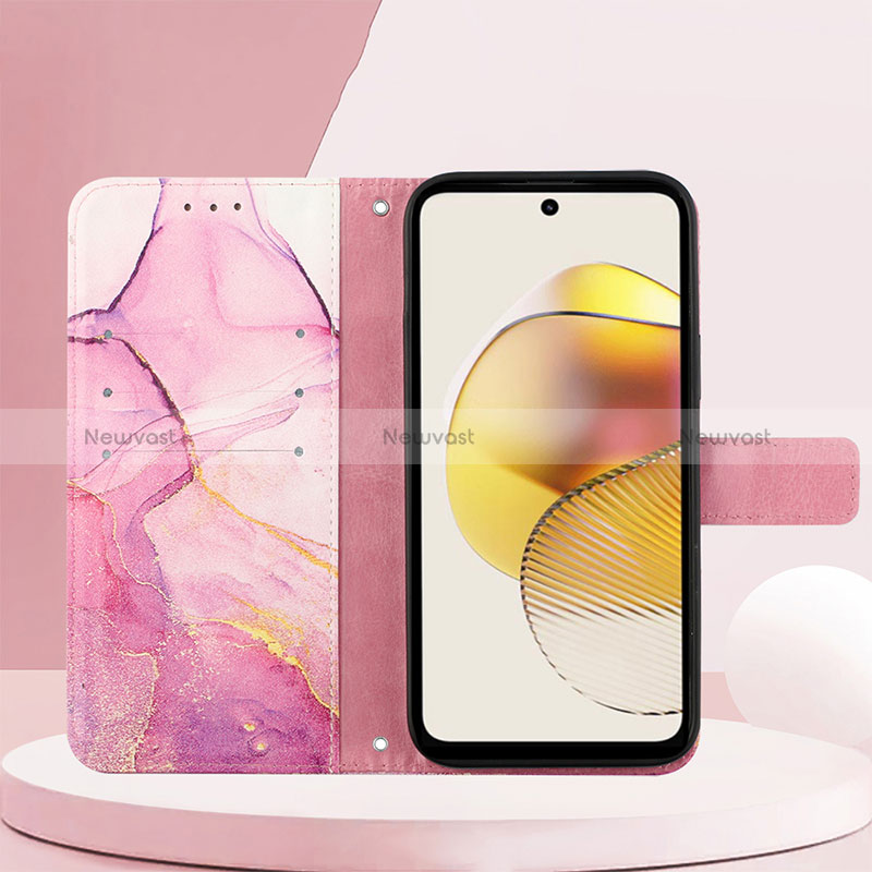 Leather Case Stands Fashionable Pattern Flip Cover Holder YB4 for Motorola Moto G73 5G