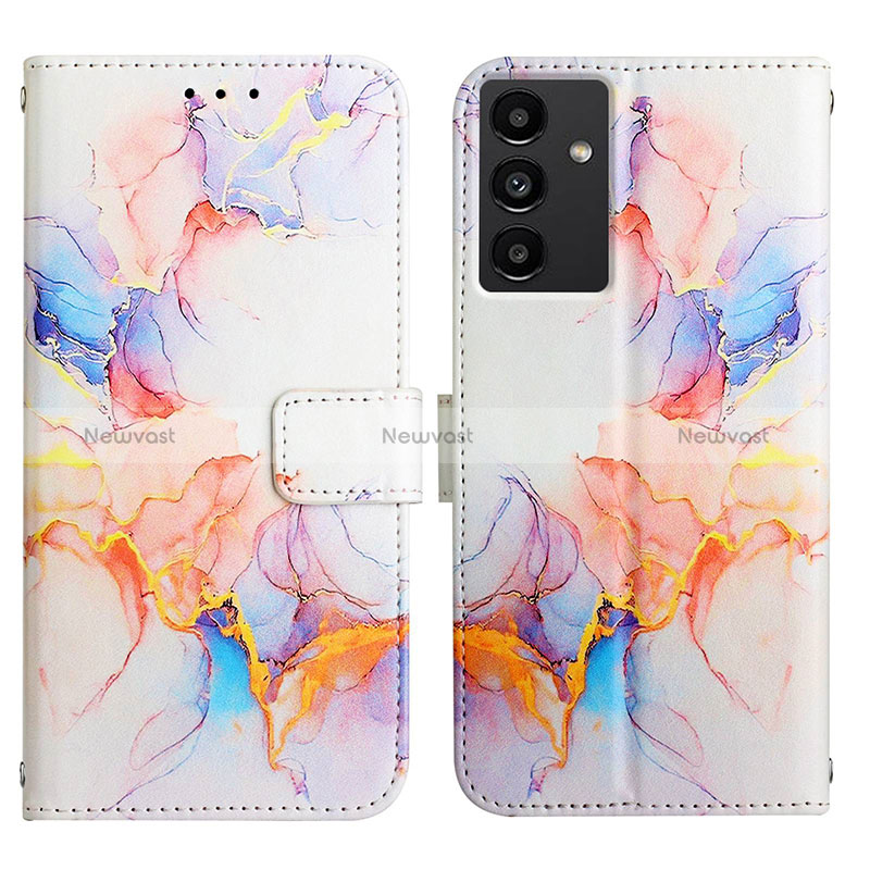 Leather Case Stands Fashionable Pattern Flip Cover Holder YB4 for Samsung Galaxy A34 5G Blue