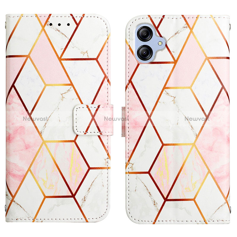 Leather Case Stands Fashionable Pattern Flip Cover Holder YB4 for Samsung Galaxy M04 White