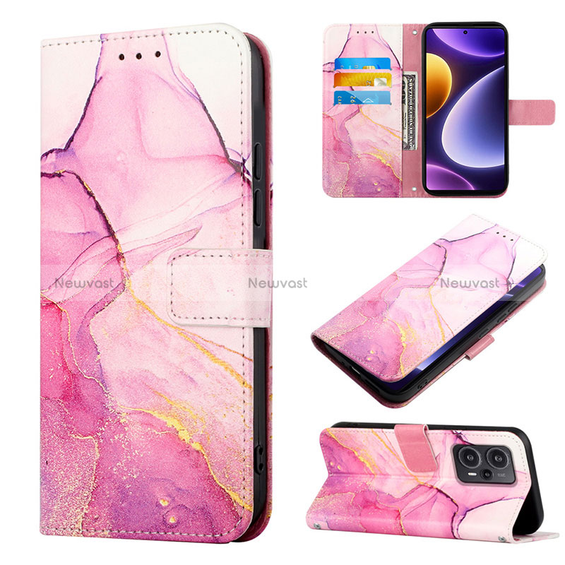 Leather Case Stands Fashionable Pattern Flip Cover Holder YB4 for Xiaomi Redmi Note 12 Turbo 5G