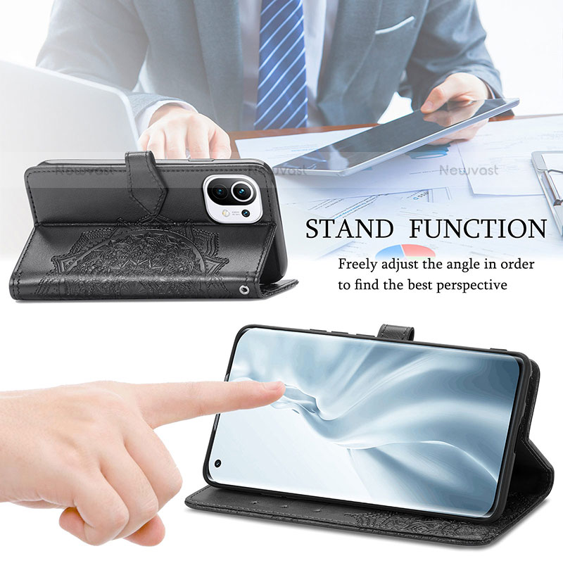 Leather Case Stands Fashionable Pattern Flip Cover L01 Holder for Xiaomi Mi 11 Lite 4G