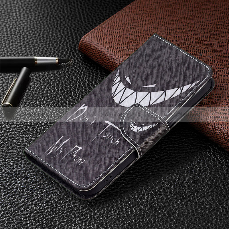 Leather Case Stands Fashionable Pattern Flip Cover L03 Holder for Apple iPhone 14 Pro Max Black