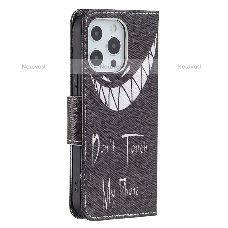 Leather Case Stands Fashionable Pattern Flip Cover L03 Holder for Apple iPhone 15 Pro Max Black