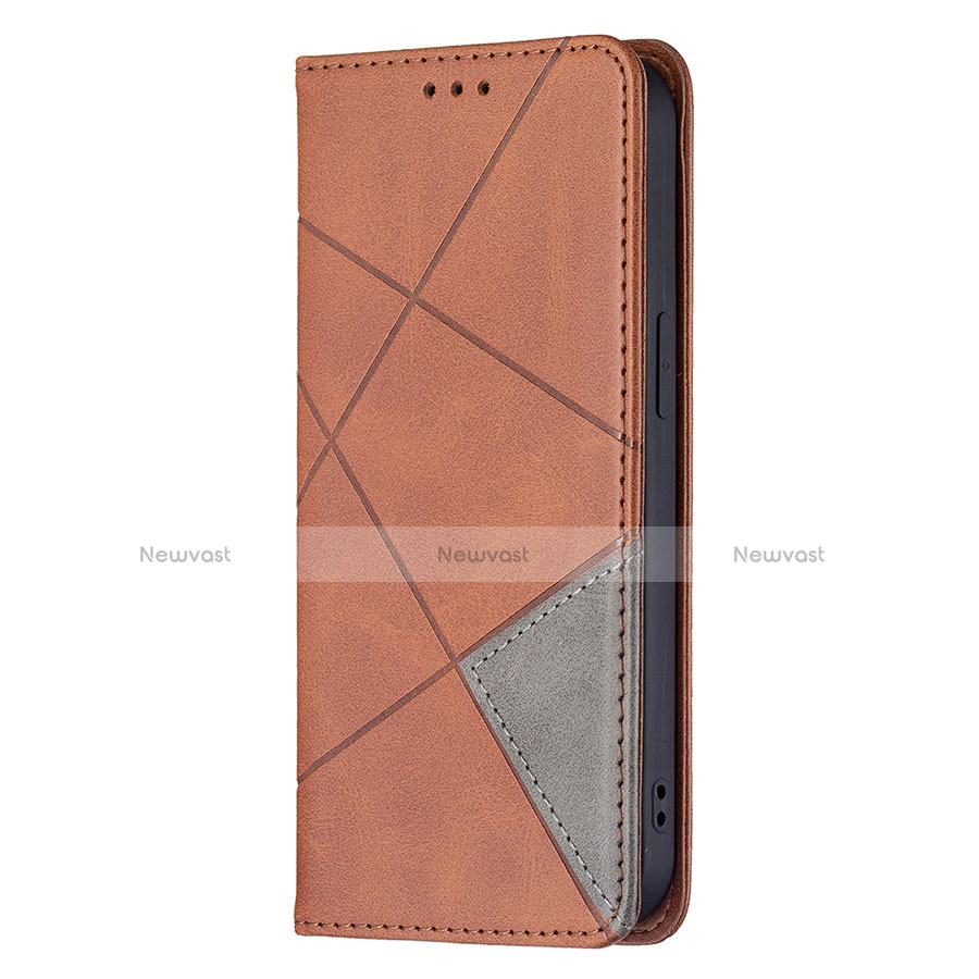 Leather Case Stands Fashionable Pattern Flip Cover L04 Holder for Apple iPhone 13 Brown