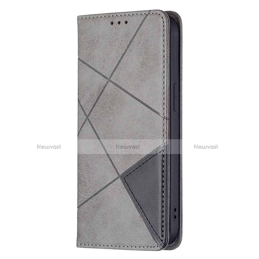 Leather Case Stands Fashionable Pattern Flip Cover L04 Holder for Apple iPhone 13 Gray