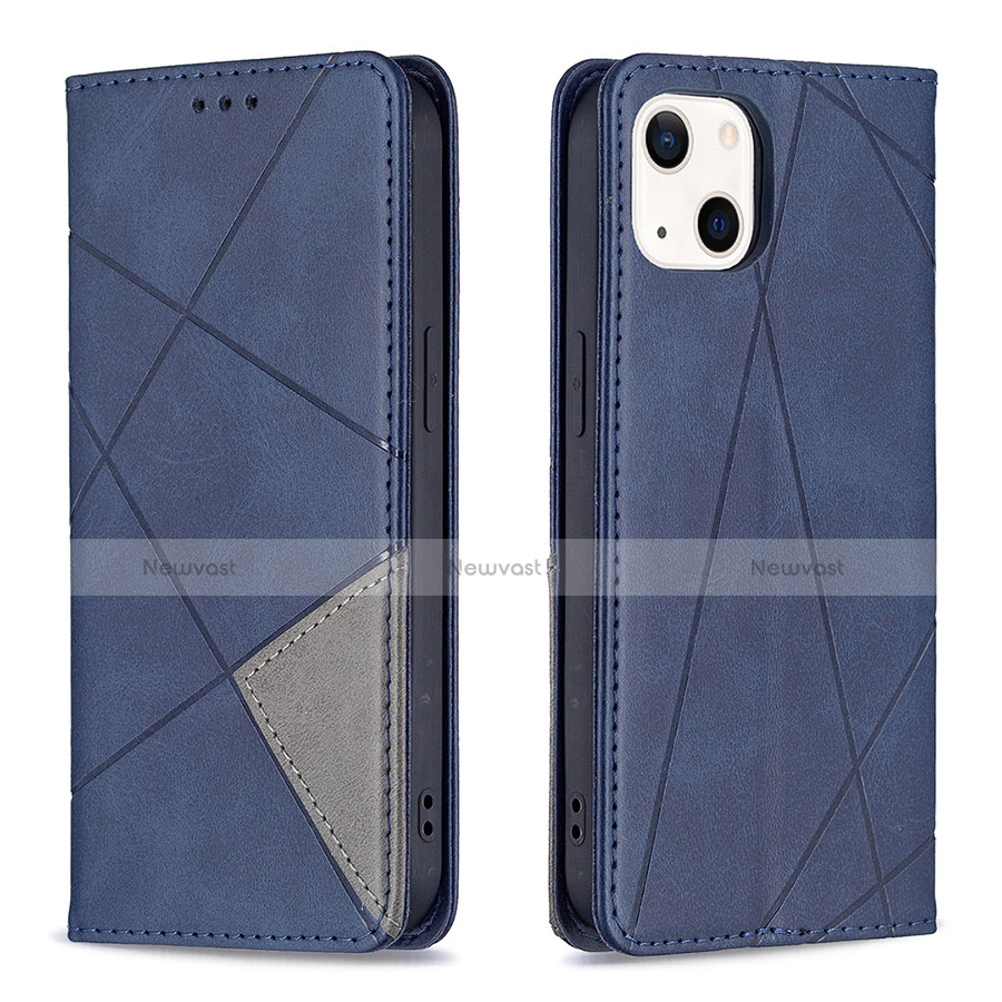 Leather Case Stands Fashionable Pattern Flip Cover L04 Holder for Apple iPhone 13 Mini Blue