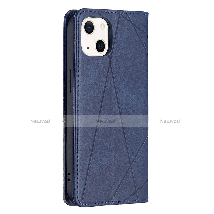 Leather Case Stands Fashionable Pattern Flip Cover L04 Holder for Apple iPhone 13 Mini Blue