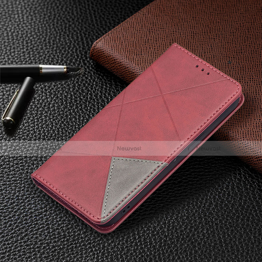 Leather Case Stands Fashionable Pattern Flip Cover L04 Holder for Apple iPhone 13 Mini Red