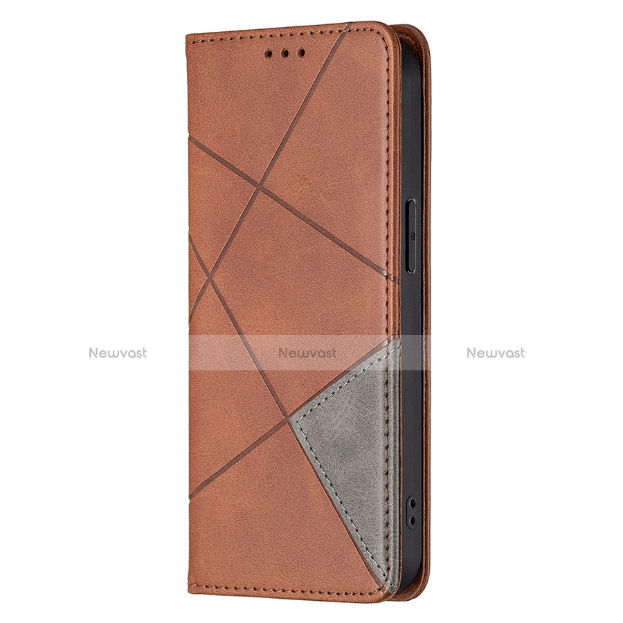 Leather Case Stands Fashionable Pattern Flip Cover L04 Holder for Apple iPhone 13 Pro Max Brown