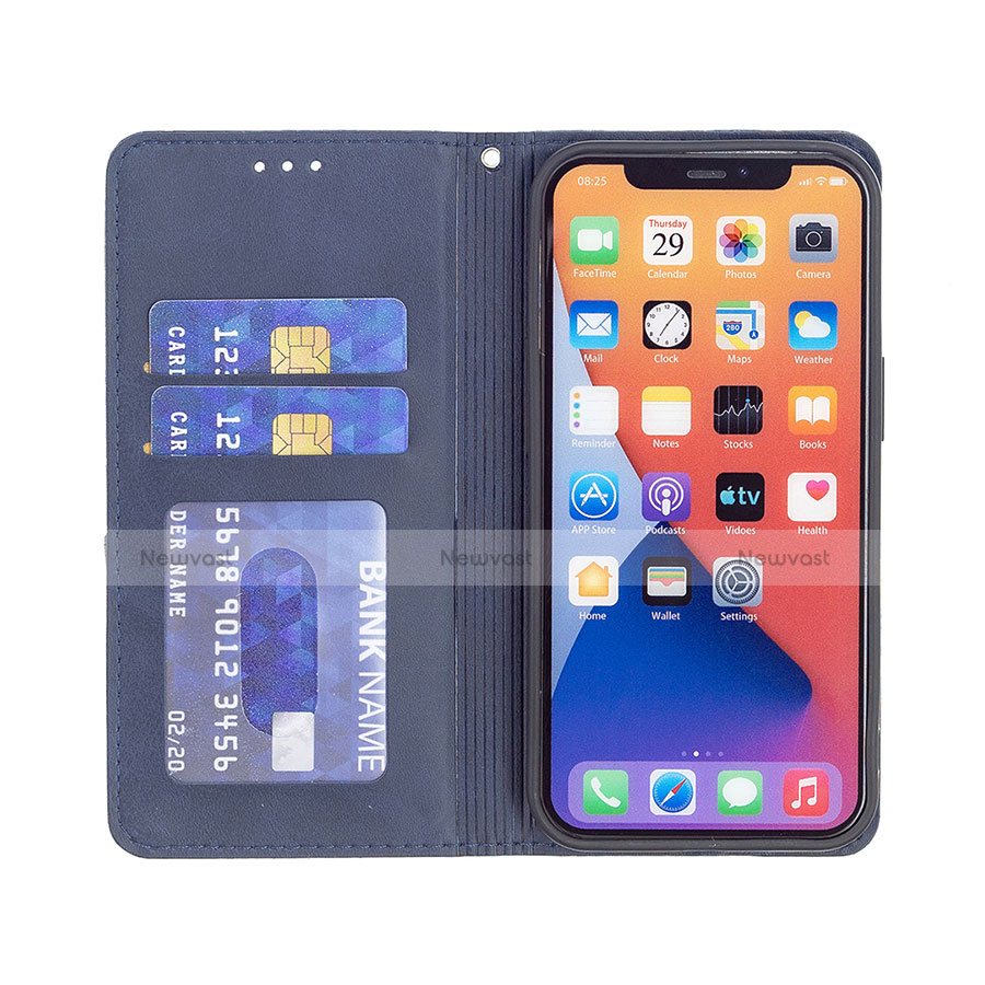 Leather Case Stands Fashionable Pattern Flip Cover L04 Holder for Apple iPhone 14 Plus Blue