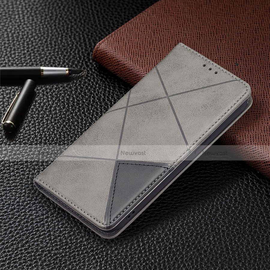 Leather Case Stands Fashionable Pattern Flip Cover L04 Holder for Apple iPhone 14 Plus Gray