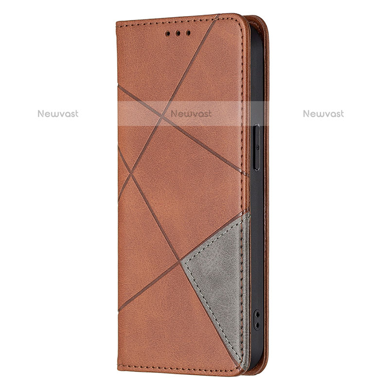 Leather Case Stands Fashionable Pattern Flip Cover L04 Holder for Apple iPhone 14 Pro Brown