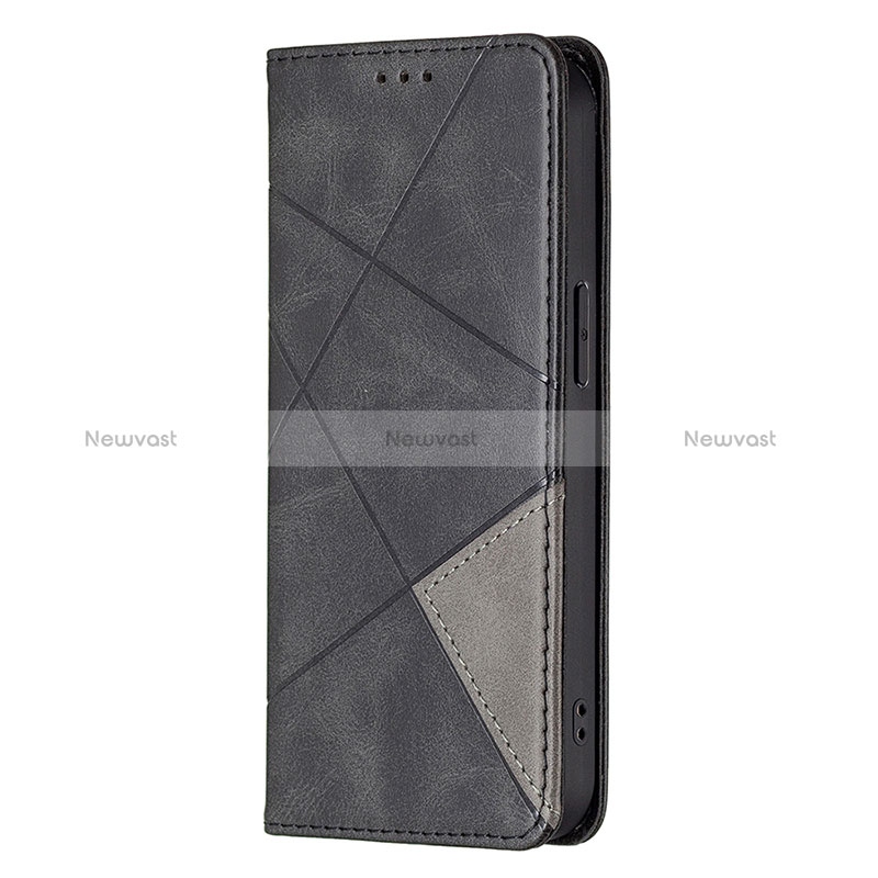 Leather Case Stands Fashionable Pattern Flip Cover L04 Holder for Apple iPhone 14 Pro Max Black