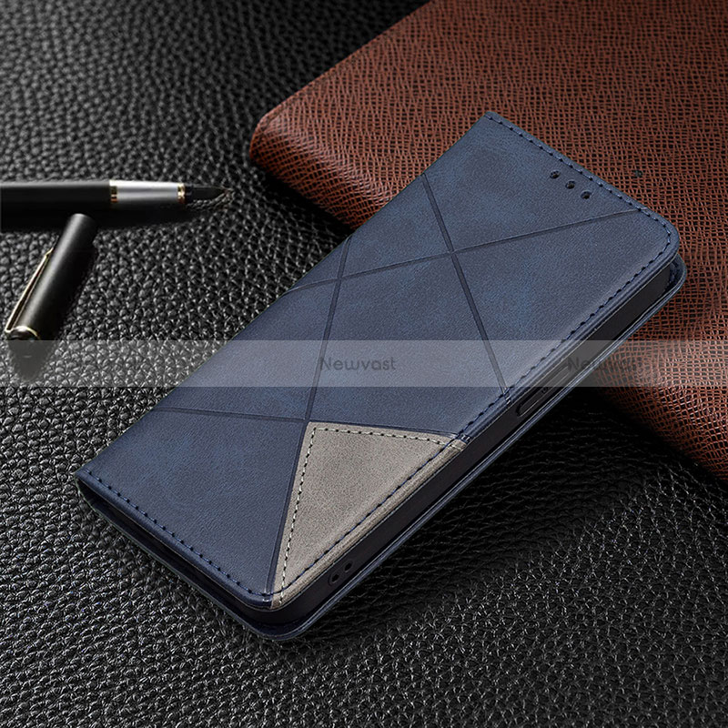 Leather Case Stands Fashionable Pattern Flip Cover L04 Holder for Apple iPhone 14 Pro Max Blue