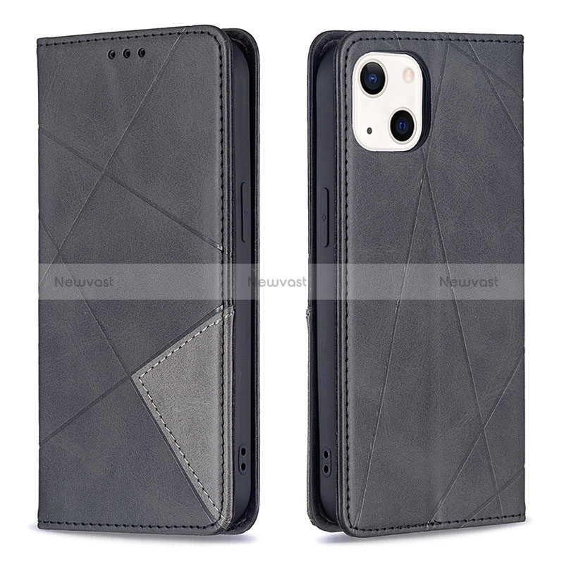 Leather Case Stands Fashionable Pattern Flip Cover L04 Holder for Apple iPhone 15 Black