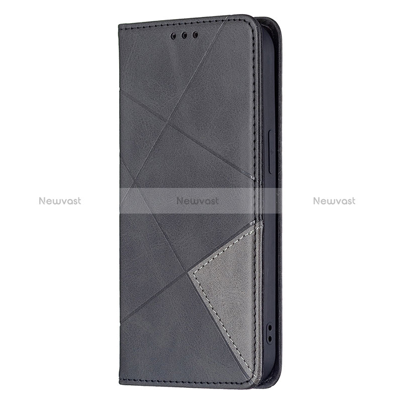 Leather Case Stands Fashionable Pattern Flip Cover L04 Holder for Apple iPhone 15 Black