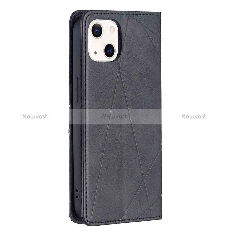 Leather Case Stands Fashionable Pattern Flip Cover L04 Holder for Apple iPhone 15 Black