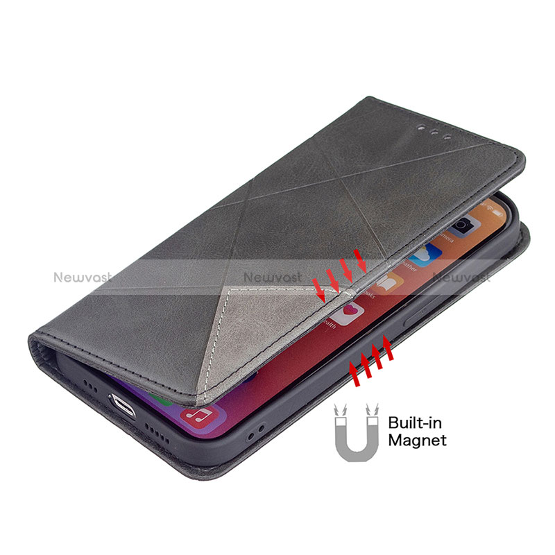 Leather Case Stands Fashionable Pattern Flip Cover L04 Holder for Apple iPhone 15 Black